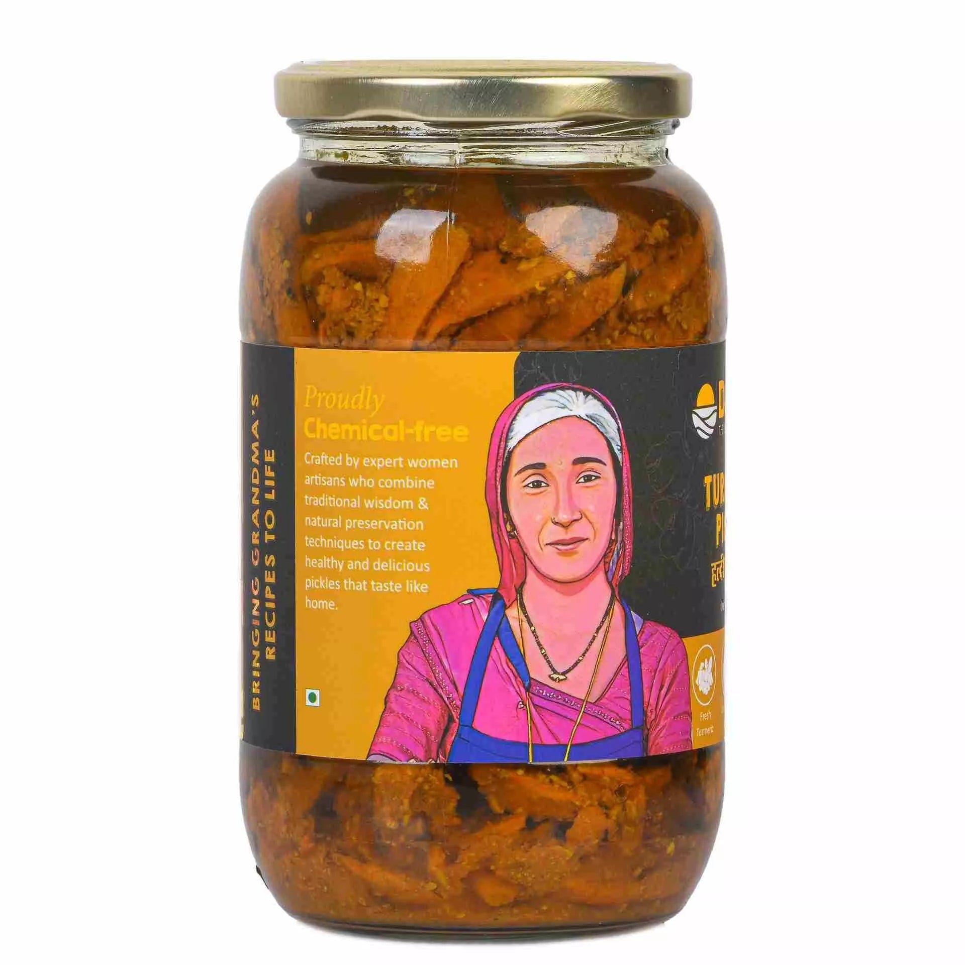 Daichi Turmeric Pickle | Crafted with Love by Women Artisans | Sun Cured | Cold-Pressed Mustard Oil | In-House Spices Daichi Turmeric Pickle | Crafted with Love by Women Artisans | Sun Cured | Cold-Pressed Mustard Oil | In-House Spices