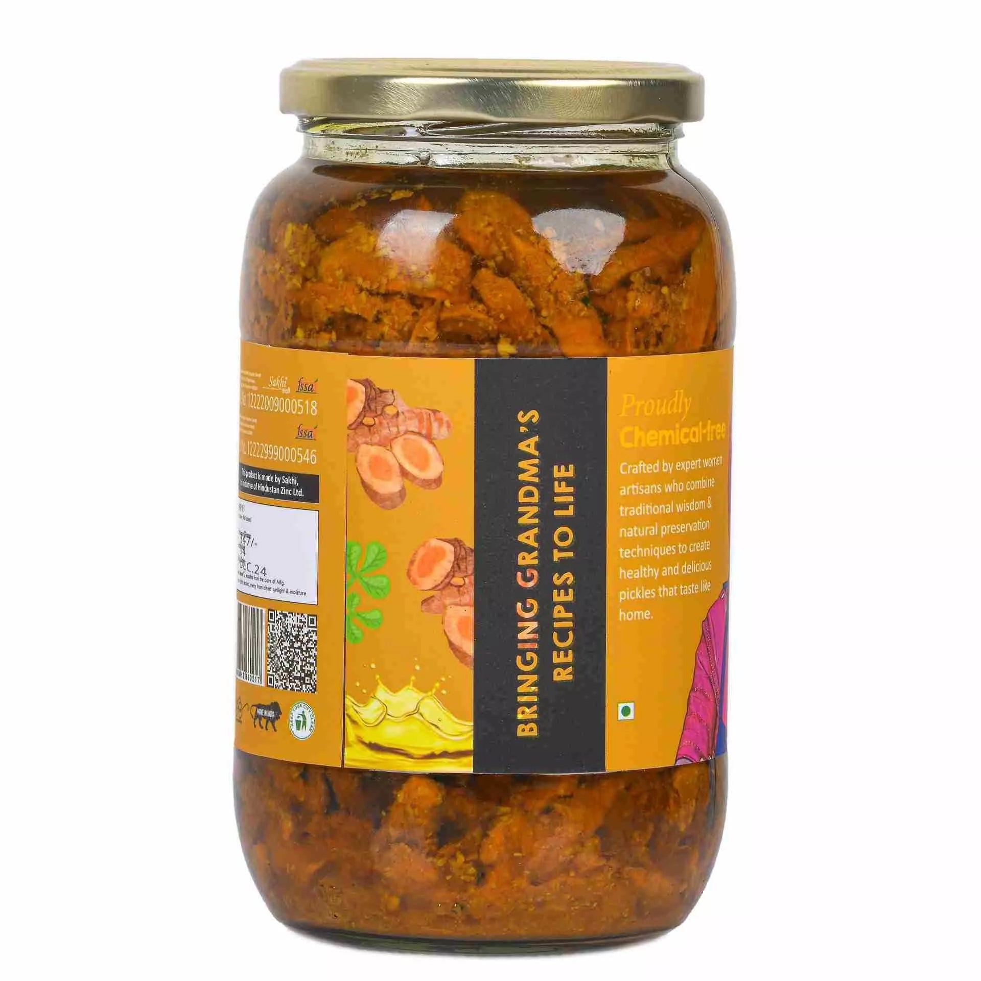 Daichi Turmeric Pickle | Crafted with Love by Women Artisans | Sun Cured | Cold-Pressed Mustard Oil | In-House Spices Daichi Turmeric Pickle | Crafted with Love by Women Artisans | Sun Cured | Cold-Pressed Mustard Oil | In-House Spices