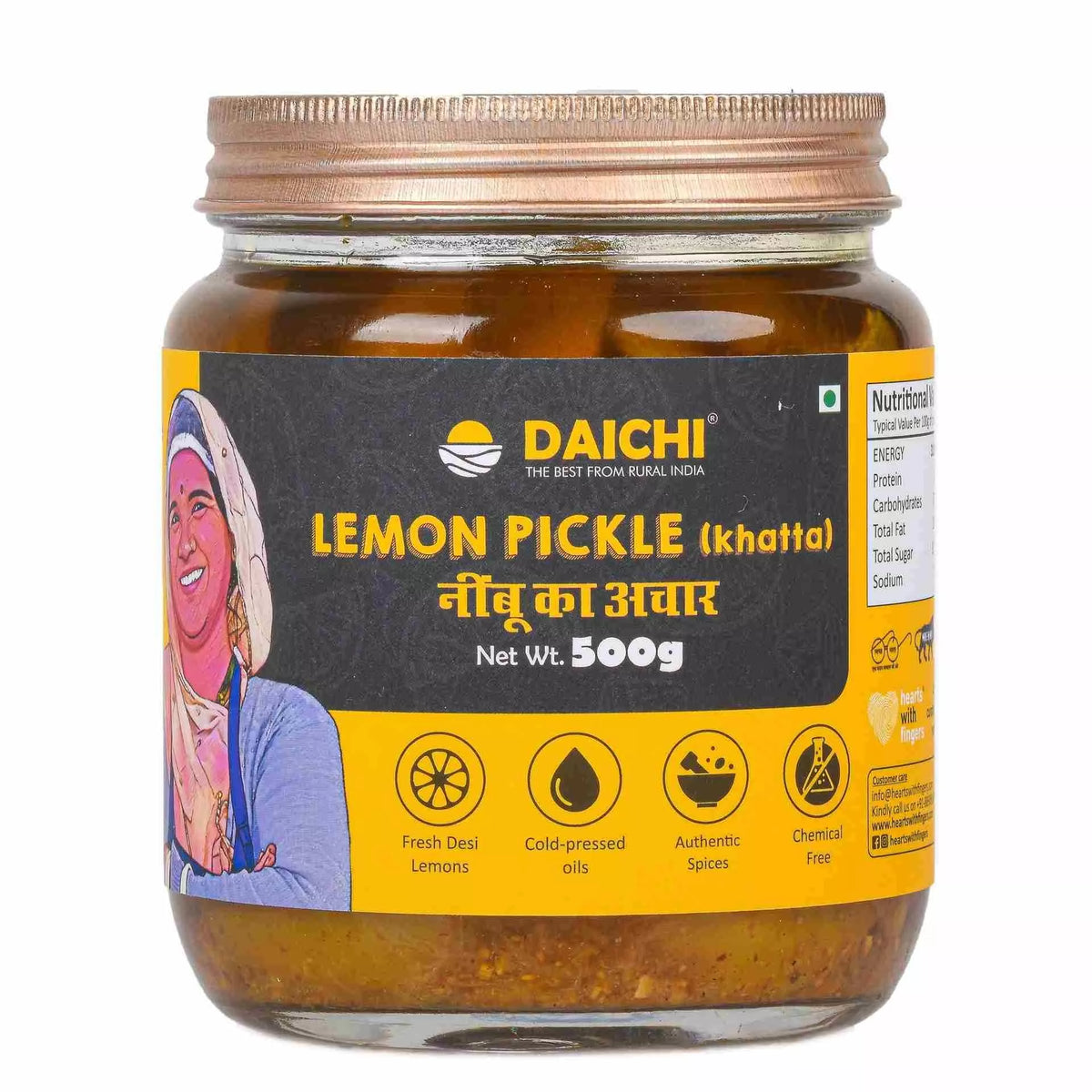 Daichi Tangy Lemon Pickle | Crafted with Love by Women Artisans | Sun-Cured, Handmade with In-House Spices