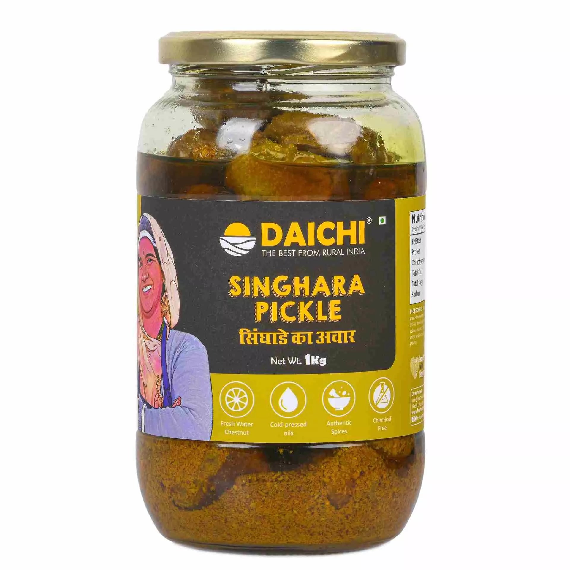 Daichi Singhara Pickle | Crafted with Love by Women Artisans | Sun Cured | Cold-Pressed Mustard Oil | In-House Spices Daichi Singhara Pickle | Crafted with Love by Women Artisans | Sun Cured | Cold-Pressed Mustard Oil | In-House Spices