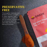 Daichi Pure Red Chilli (Lal Mirch) | 100% Pure Lal Mirch  | Single Origin | Unadulterated | Chemical-Free | Sun-Dried | Handcrafted in Small Batches by Rural Women