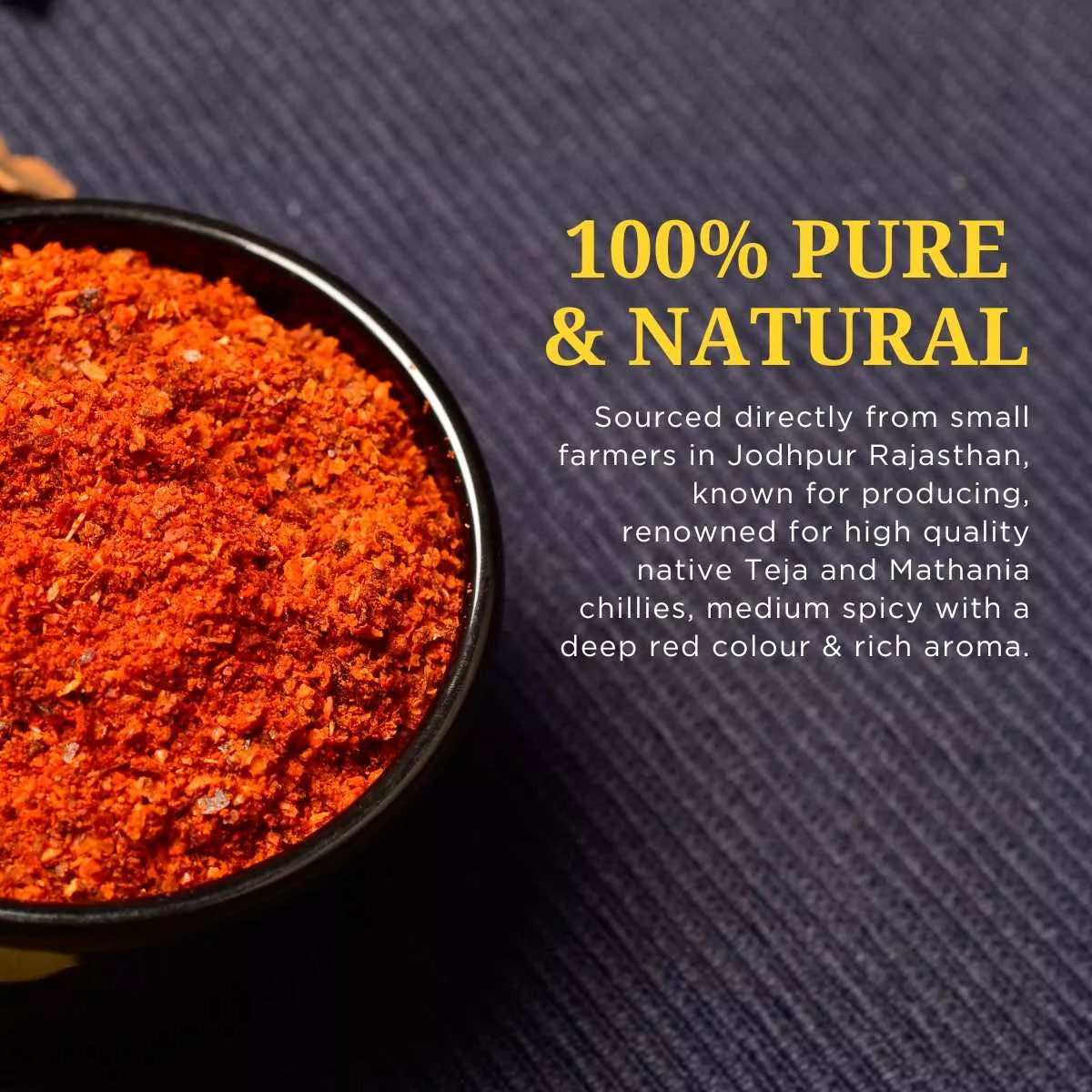 Daichi Pure Red Chilli (Lal Mirch) | 100% Pure Lal Mirch  | Single Origin | Unadulterated | Chemical-Free | Sun-Dried | Handcrafted in Small Batches by Rural Women Daichi Pure Red Chilli (Lal Mirch) | 100% Pure Lal Mirch  | Single Origin | Unadulterated | Chemical-Free | Sun-Dried | Handcrafted in Small Batches by Rural Women