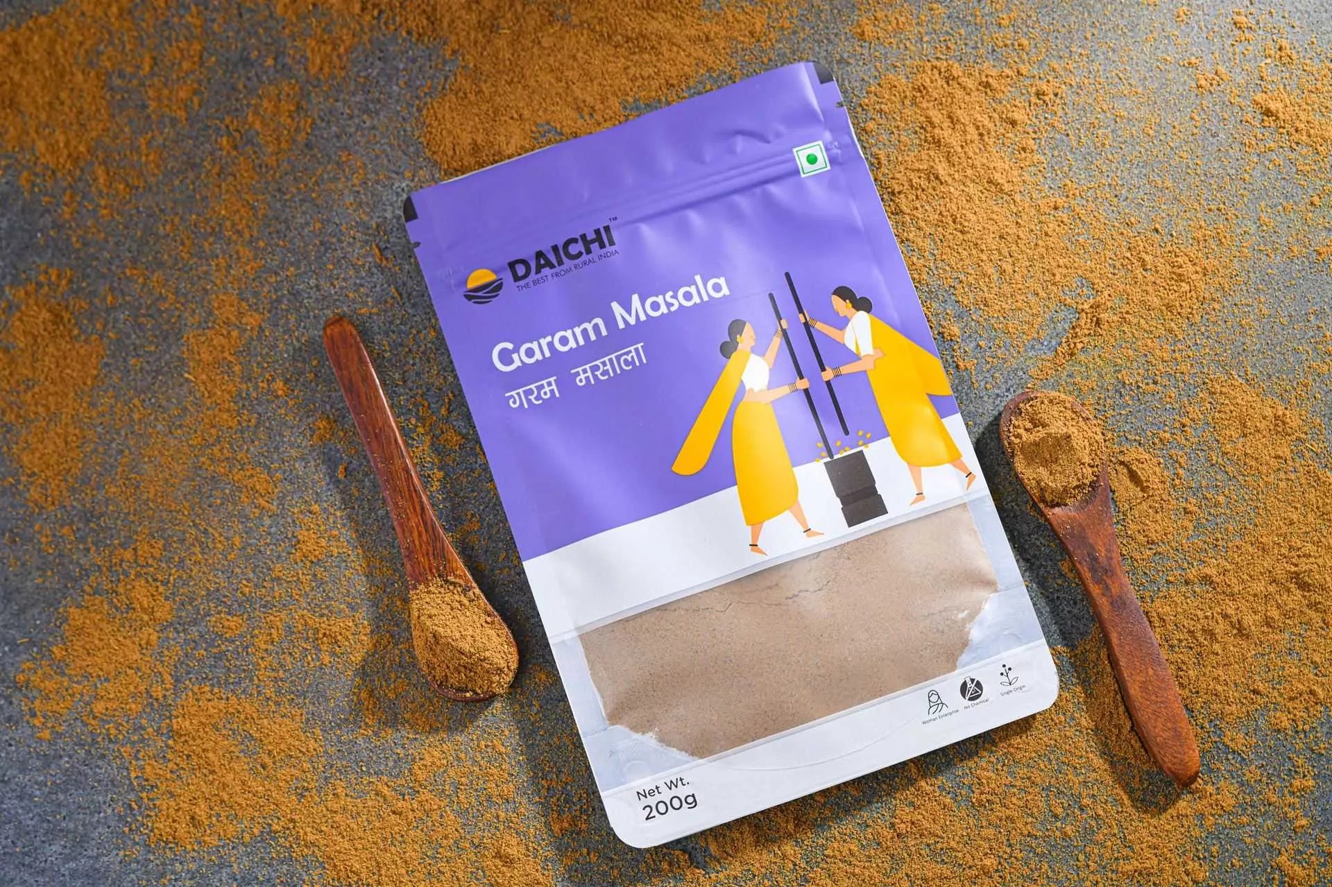 Daichi Pure Garam Masala | 100% Pure Natural Garam Masala  | Single Origin | Unadulterated | Chemical-Free | Sun-Dried | Antioxidant & Anti-Inflammatory | Handcrafted in Small Batches by Rural Women Daichi Pure Garam Masala | 100% Pure Natural Garam Masala  | Single Origin | Unadulterated | Chemical-Free | Sun-Dried | Antioxidant & Anti-Inflammatory | Handcrafted in Small Batches by Rural Women