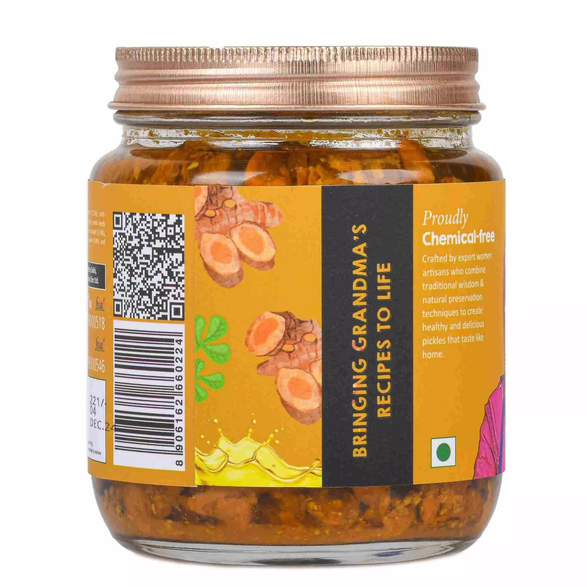 Daichi Turmeric Pickle | Crafted with Love by Women Artisans | Sun Cured | Cold-Pressed Mustard Oil | In-House Spices Daichi Turmeric Pickle | Crafted with Love by Women Artisans | Sun Cured | Cold-Pressed Mustard Oil | In-House Spices