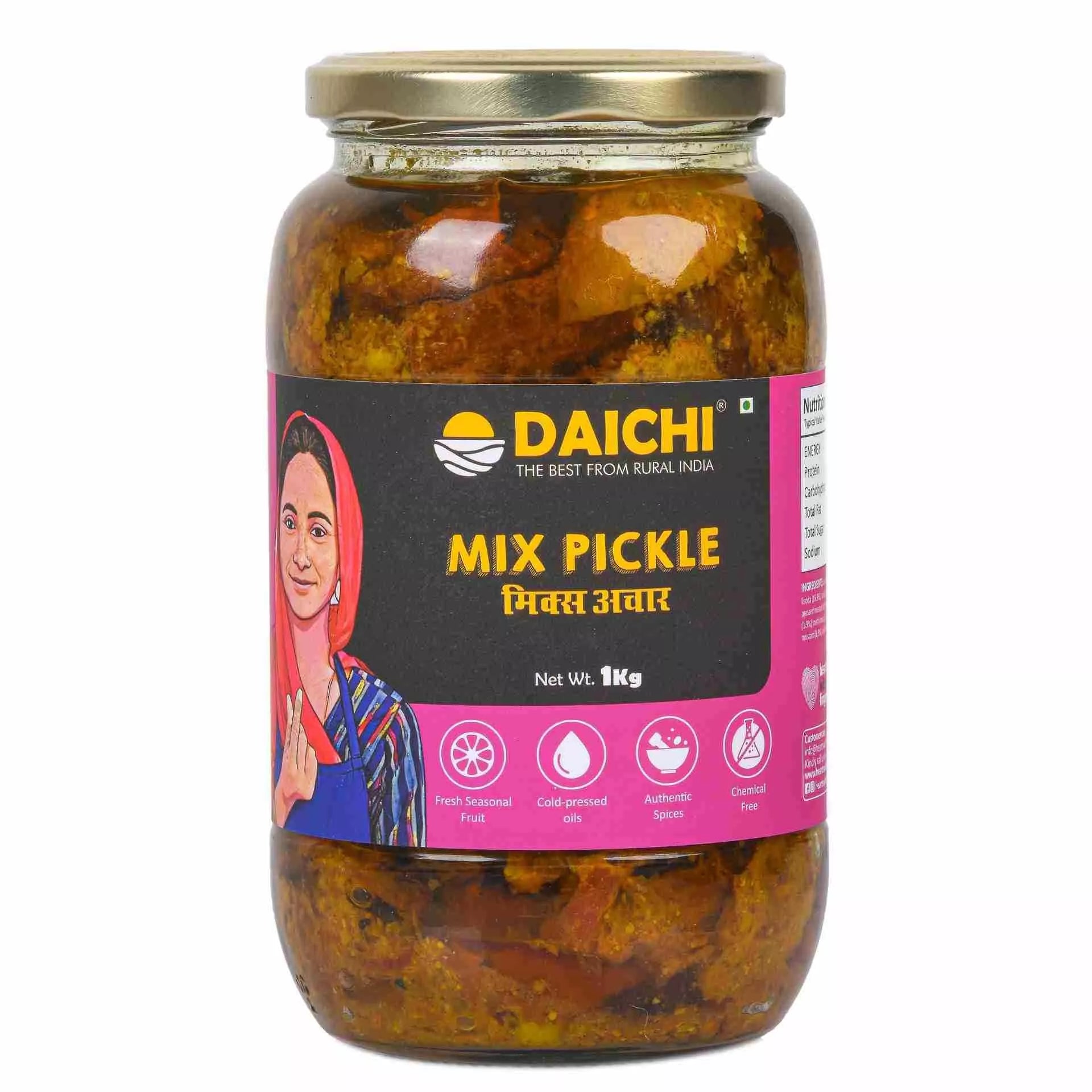 Daichi Mix Pickle | Crafted with Love by Women Artisans | Sun Cured | Cold-Pressed Mustard Oil | In-House Spices Daichi Mix Pickle | Crafted with Love by Women Artisans | Sun Cured | Cold-Pressed Mustard Oil | In-House Spices
