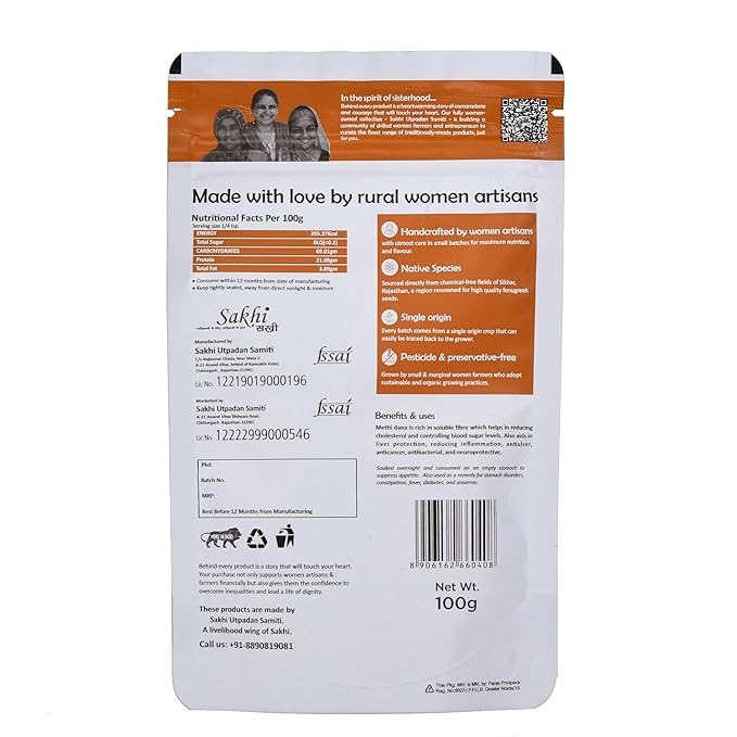 Daichi Pure Fenugreek Seeds (Methi Dana) | 100% Pure Natural Methi Dana  | Single Origin | Unadulterated | Chemical-Free | Sun-Dried | Handcrafted in Small Batches by Rural Women Daichi Pure Fenugreek Seeds (Methi Dana) | 100% Pure Natural Methi Dana  | Single Origin | Unadulterated | Chemical-Free | Sun-Dried | Handcrafted in Small Batches by Rural Women