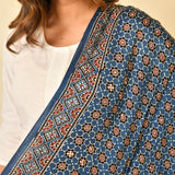Indigo Ajrakh Handblock Stole