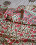 Pink and White Reversible Cotton Dohar