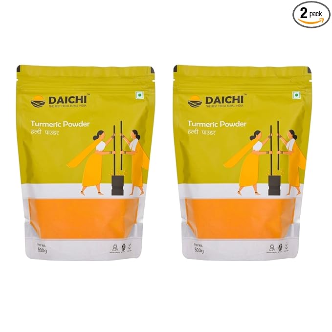 Daichi Turmeric Powder | 100% Pure Haldi | Single Origin | Unadulterated | Chemical-Free | Sun-Dried | Antioxidant &Amp; Anti-Inflammatory | Crafted by Rural Women (500g Pack of 2) Daichi Turmeric Powder | 100% Pure Haldi | Single Origin | Unadulterated | Chemical-Free | Sun-Dried | Antioxidant &Amp; Anti-Inflammatory | Crafted by Rural Women (500g Pack of 2)