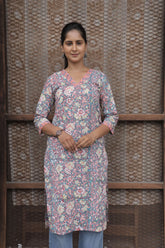 Neelam-Gul V-Neck straignt kurti