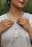 Printed Cotton Sleeveless Kurti – Grey