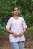 Women’s Printed Cotton V-Neck Short-Sleeve Top