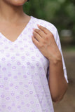 Women’s Printed Cotton V-Neck Short-Sleeve Top