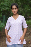 Women’s Printed Cotton V-Neck Short-Sleeve Top