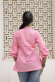 Pink Printed Cotton Flared Top