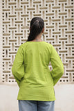 Lime Green Cotton Slub Flared Top