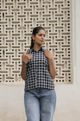 Black & White Handloom Cotton Checkered Shirt