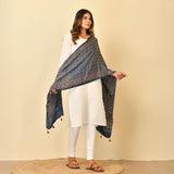 Indigo Ajrakh Handblock Stole