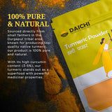 Daichi Turmeric Powder | 100% Pure Haldi | Single Origin | Unadulterated | Chemical-Free | Sun-Dried | Antioxidant &Amp; Anti-Inflammatory | Crafted by Rural Women (500g Pack of 2)