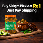 Daichi Handcrafted Green Chilli Pickle | PVC Jars