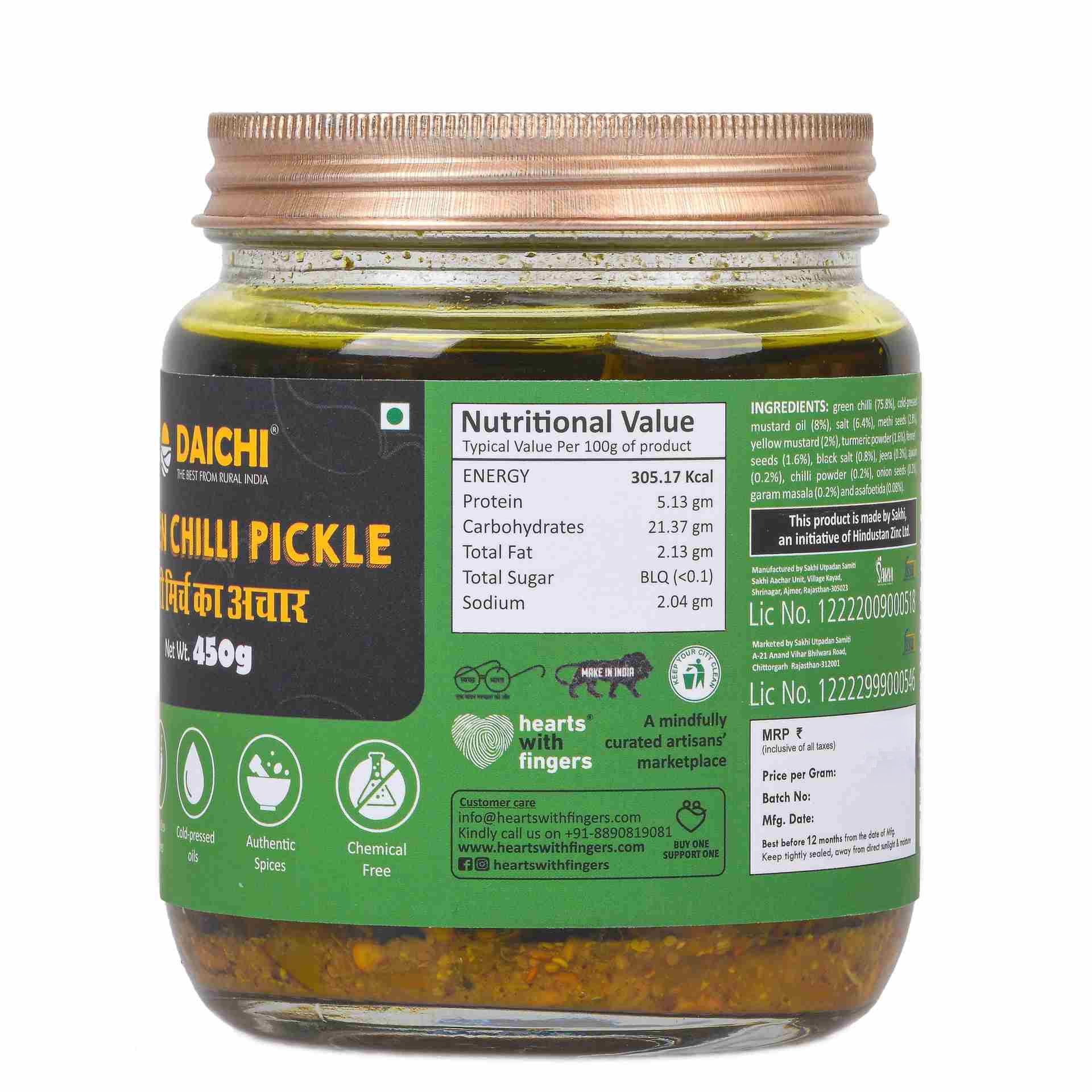 Daichi - Green Chilli Pickle | Crafted with love by women artisans | Sun cured | Cold-pressed mustard oil | In-house spices | No Preservatives Daichi - Green Chilli Pickle | Crafted with love by women artisans | Sun cured | Cold-pressed mustard oil | In-house spices | No Preservatives