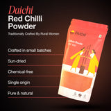 Daichi Pure Red Chilli (Lal Mirch) | 100% Pure Lal Mirch | Single Origin | Unadulterated | Chemical-Free | Sun-Dried | Handcrafted in Small Batches by Rural Women