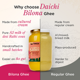 Daichi Pure A2 Desi Bilona Cow Ghee | Pure, Natural, and Healthy Cow Ghee | Handmade with Bilona Method | Daichi Ghee