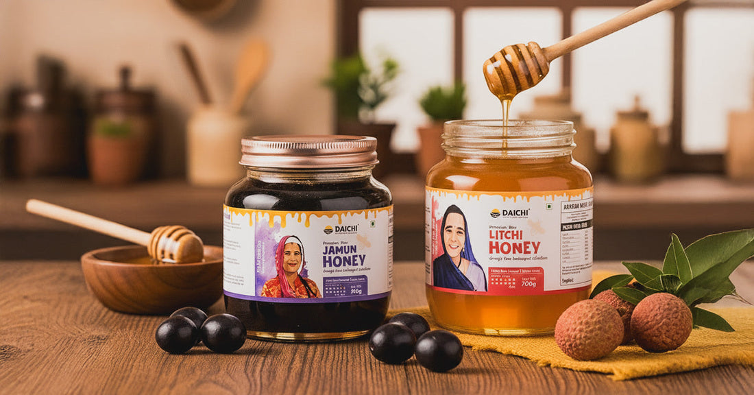 Natural jamun and litchi honey