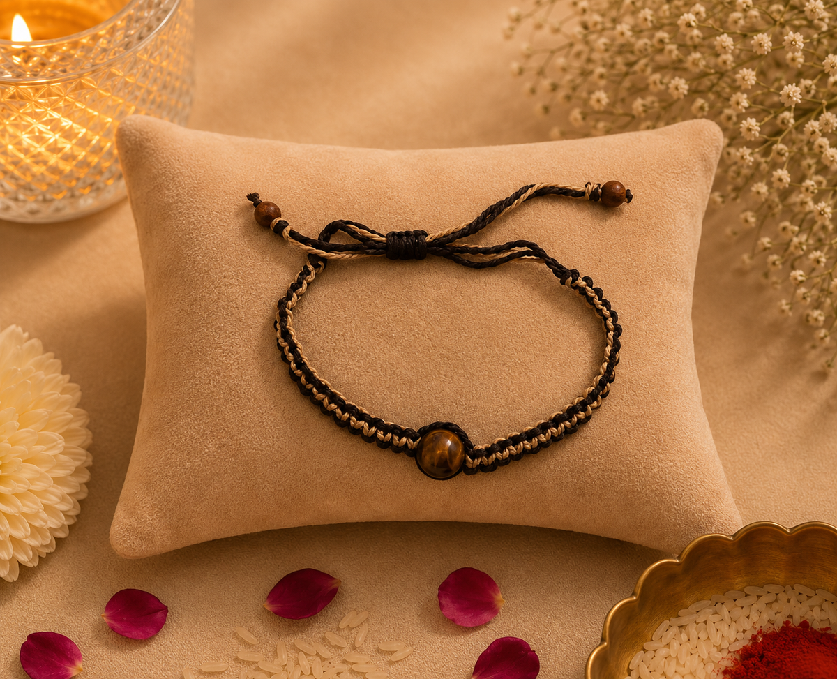 Tiger Eye Classic Rakhi/ golden shield