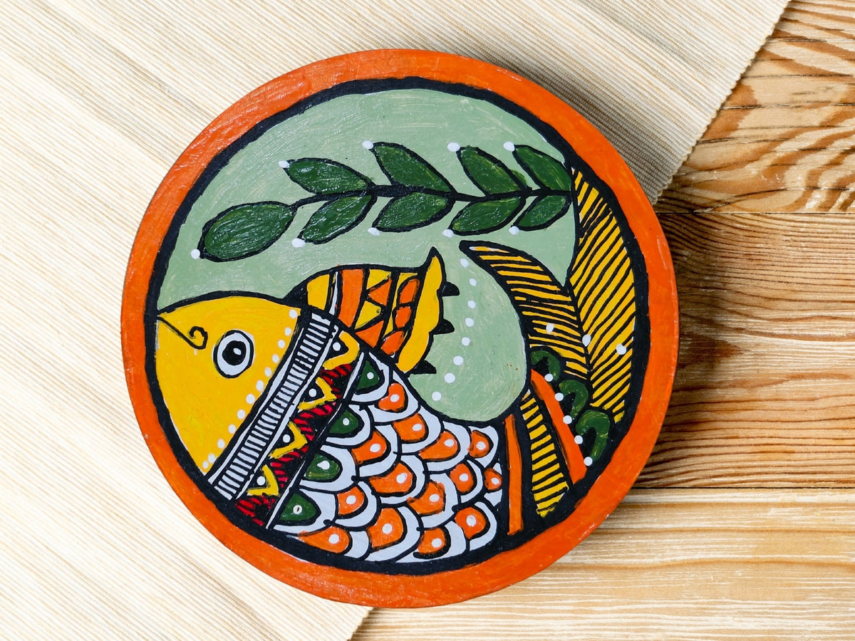 Madhubani Hand Painted Coasters | Set of 4 | Red | Madhubani Painting Coaster
