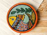 Madhubani Hand Painted Coasters | Set of 4 | Red | Madhubani Painting Coaster