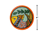 Madhubani Hand Painted Coasters | Set of 4 | Red | Madhubani Painting Coaster