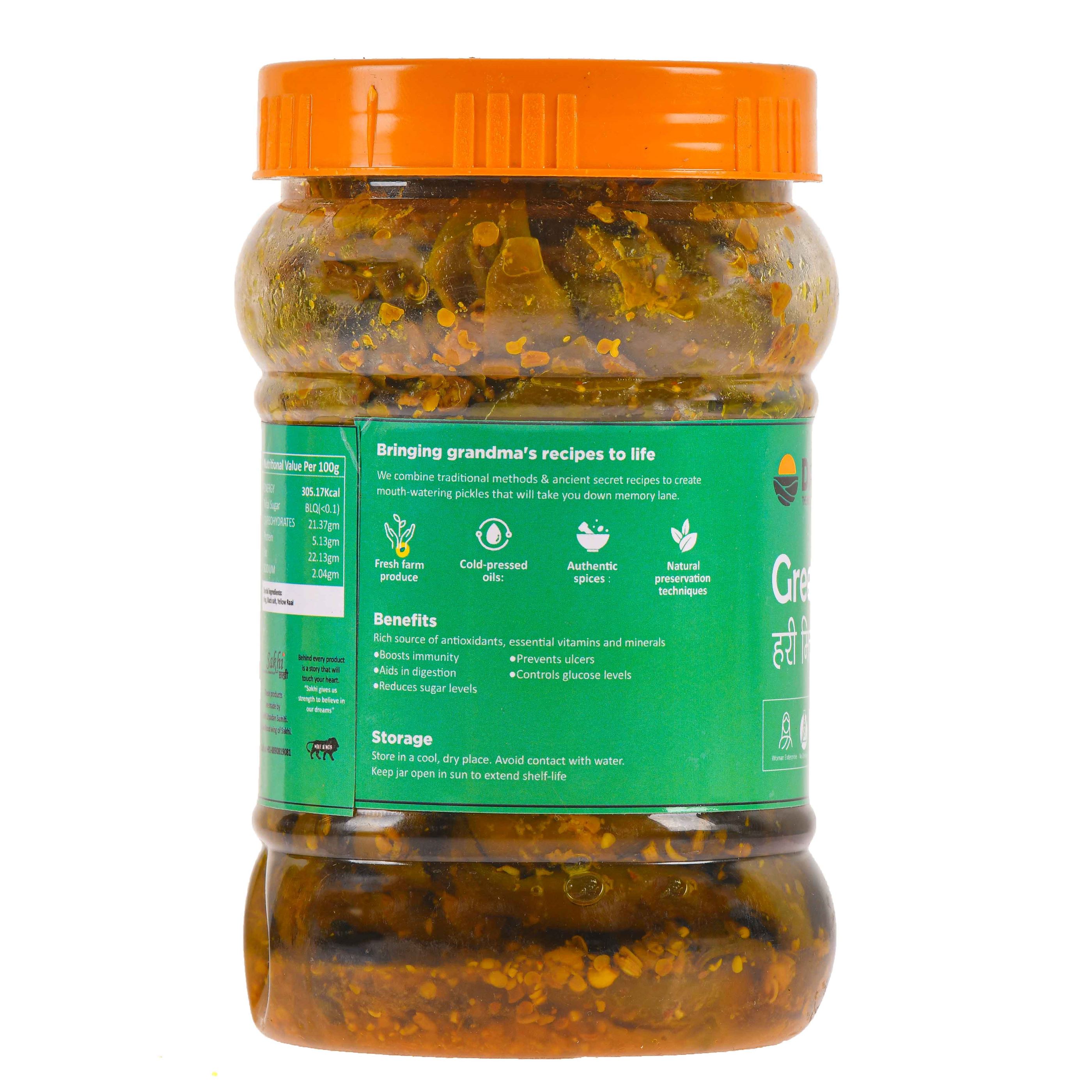 Daichi Handcrafted Green Chilli Pickle | PVC Jars