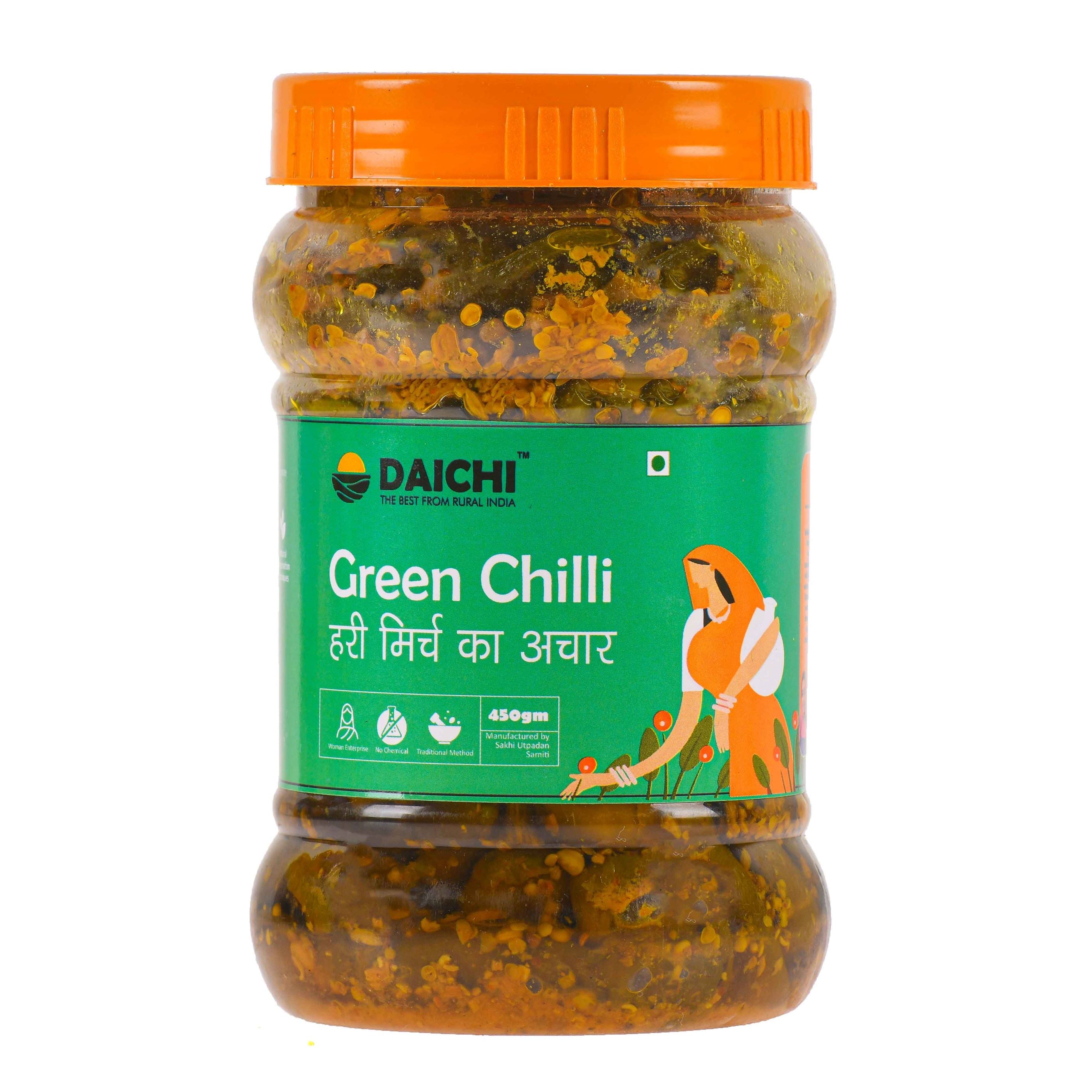 Daichi Handcrafted Green Chilli Pickle | PVC Jars