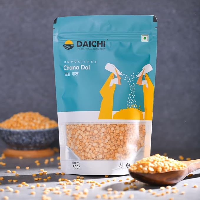 Daichi Unpolished Chana Dal | Fibre & Nutrient Rich | Single Origin | Chemical Free | Sun-Dried | Crafted by Rural Women