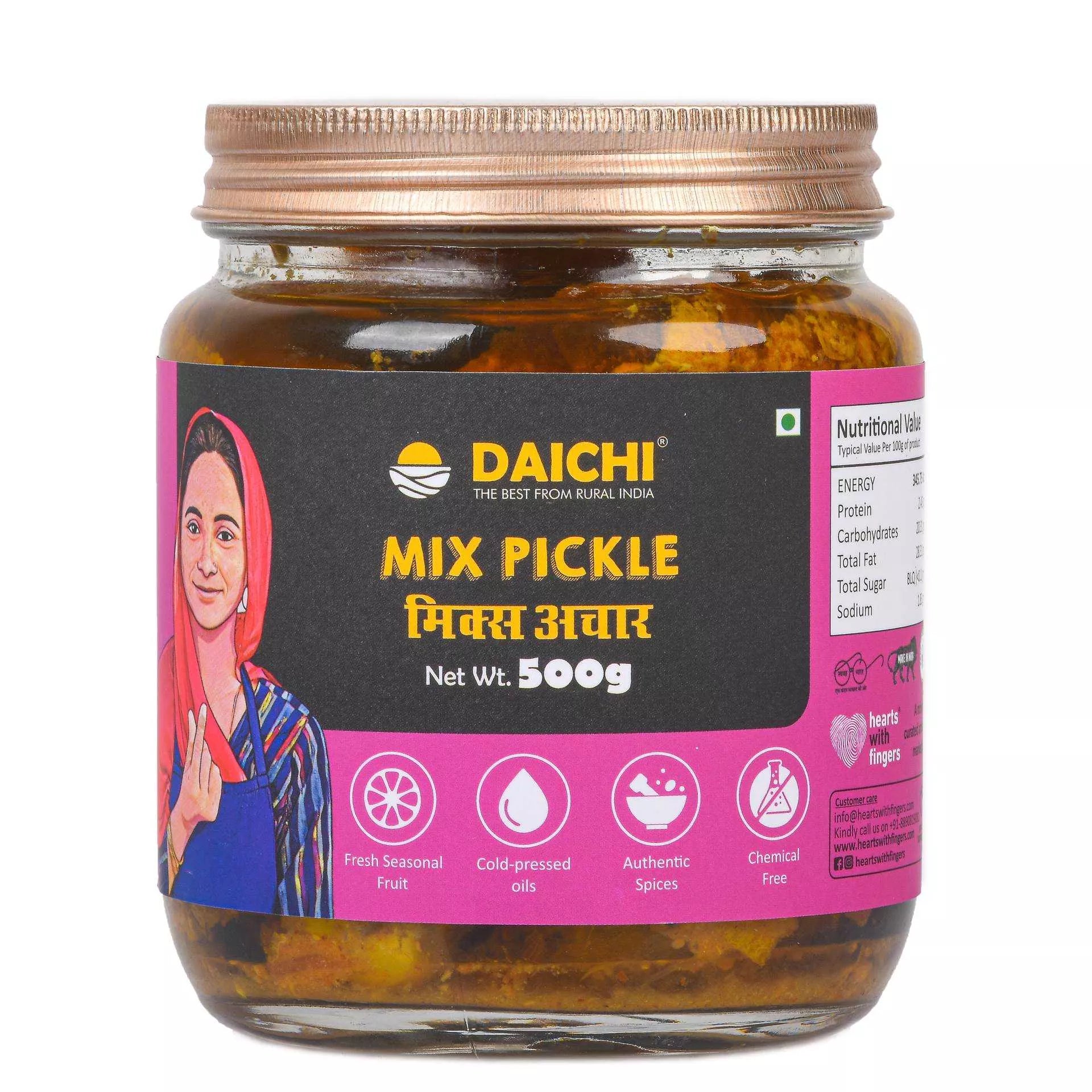 Daichi Mixed Pickle | Crafted with Love by Women Artisans | Sun Cured | Cold-Pressed Mustard Oil | In-House Spices