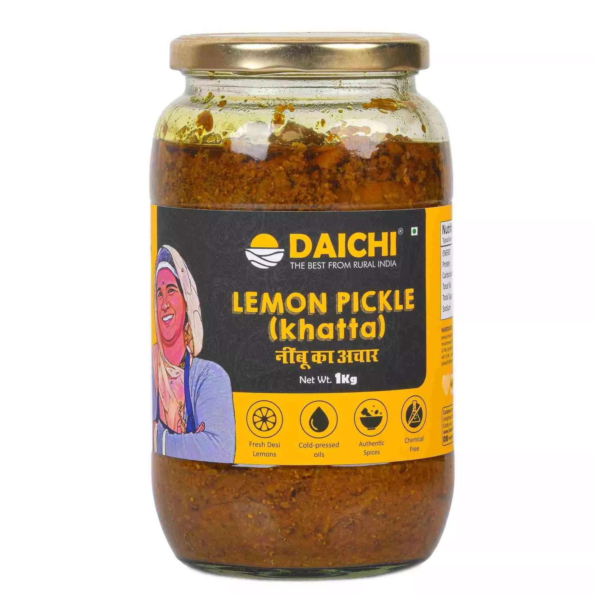 Daichi Tangy Lemon Pickle | Crafted with Love by Women Artisans | Sun-Cured, Handmade with In-House Spices