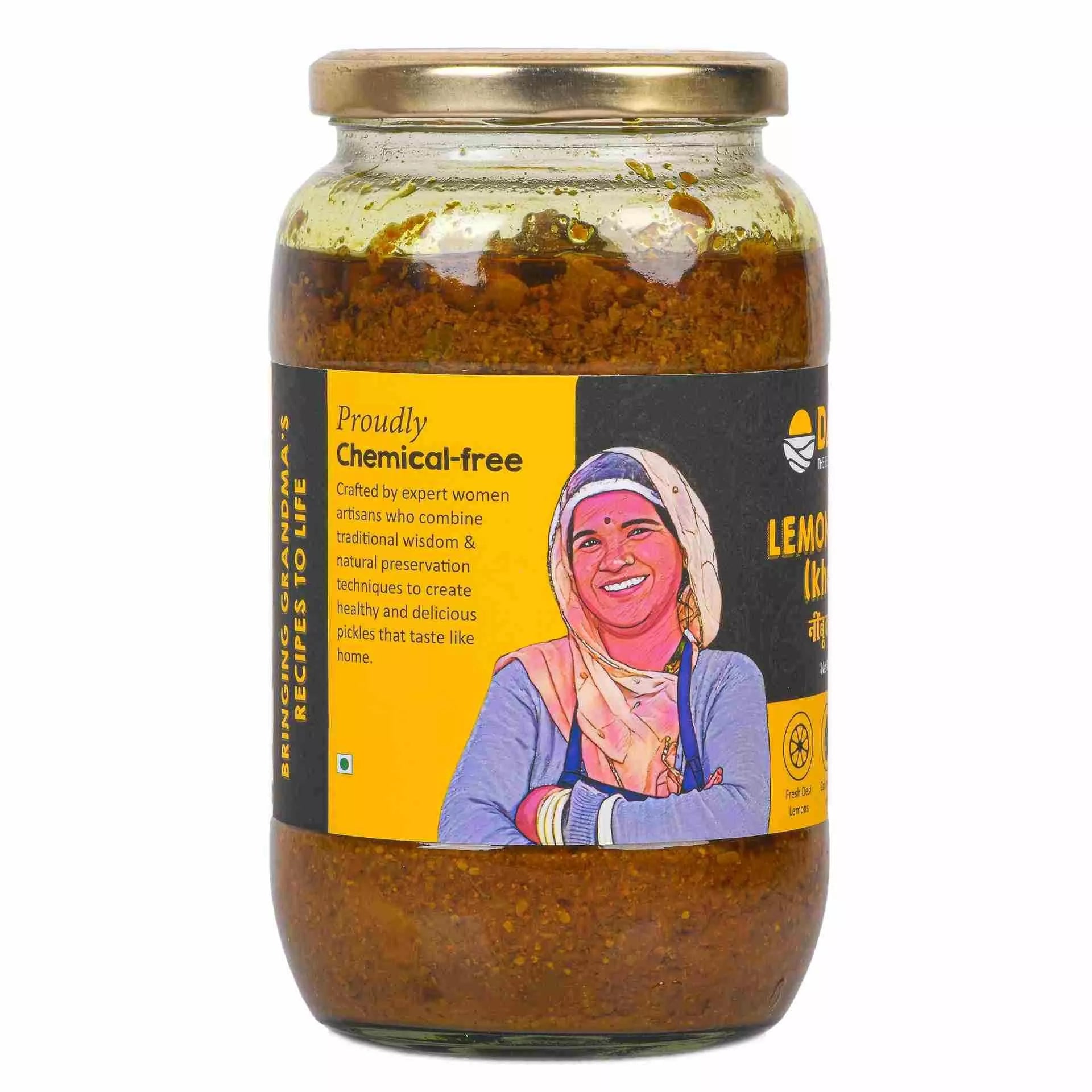 Daichi Tangy Lemon Pickle | Crafted with Love by Women Artisans | Sun-Cured, Handmade with In-House Spices