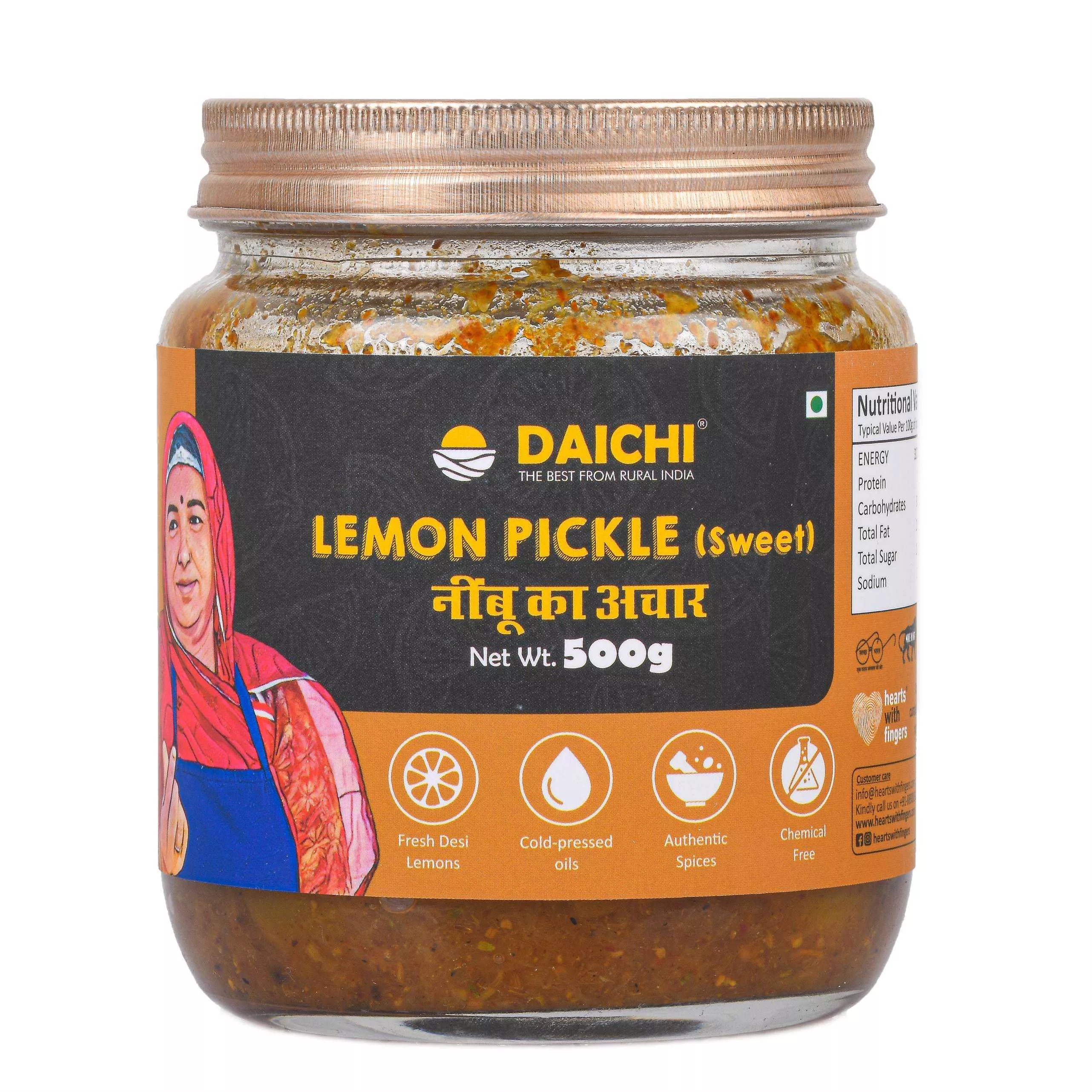 Daichi Sweet Lemon Pickle | Traditional Taste, Cold-Pressed Oil & Natural