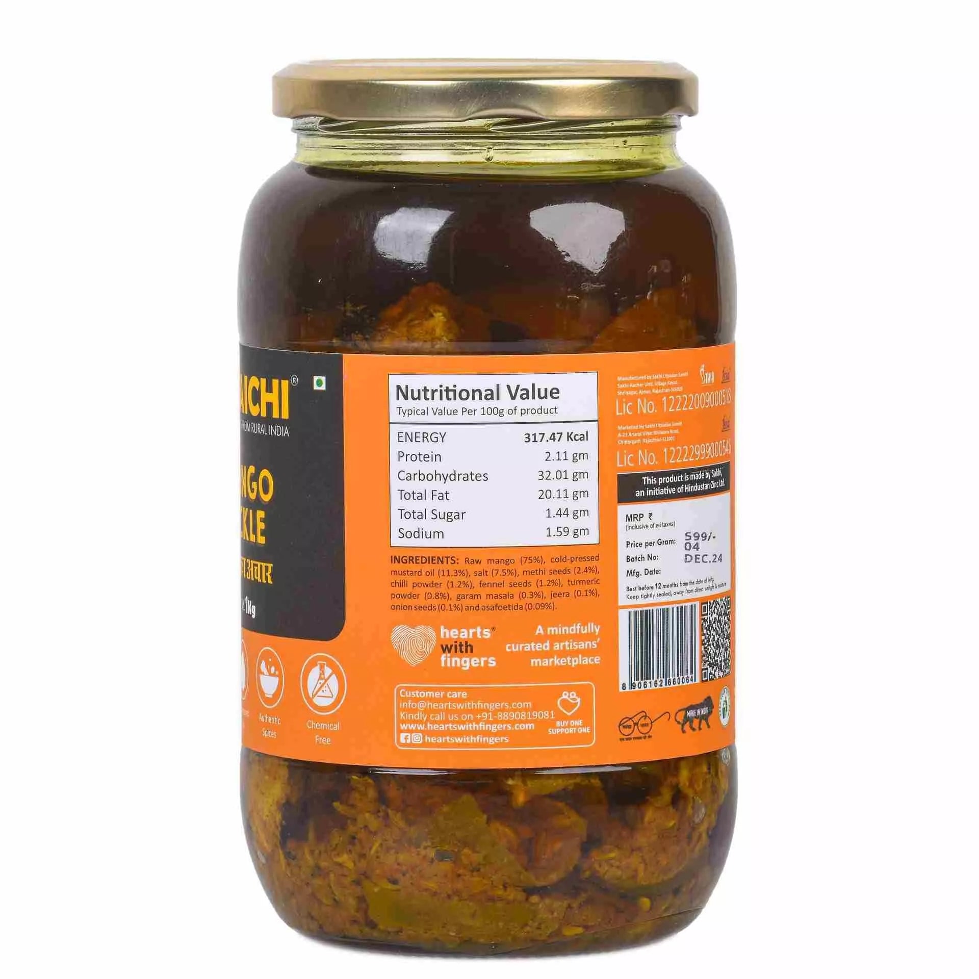 Daichi Handmade Mango Pickle | Cold-Pressed Oil & Traditional Recipe Pickle