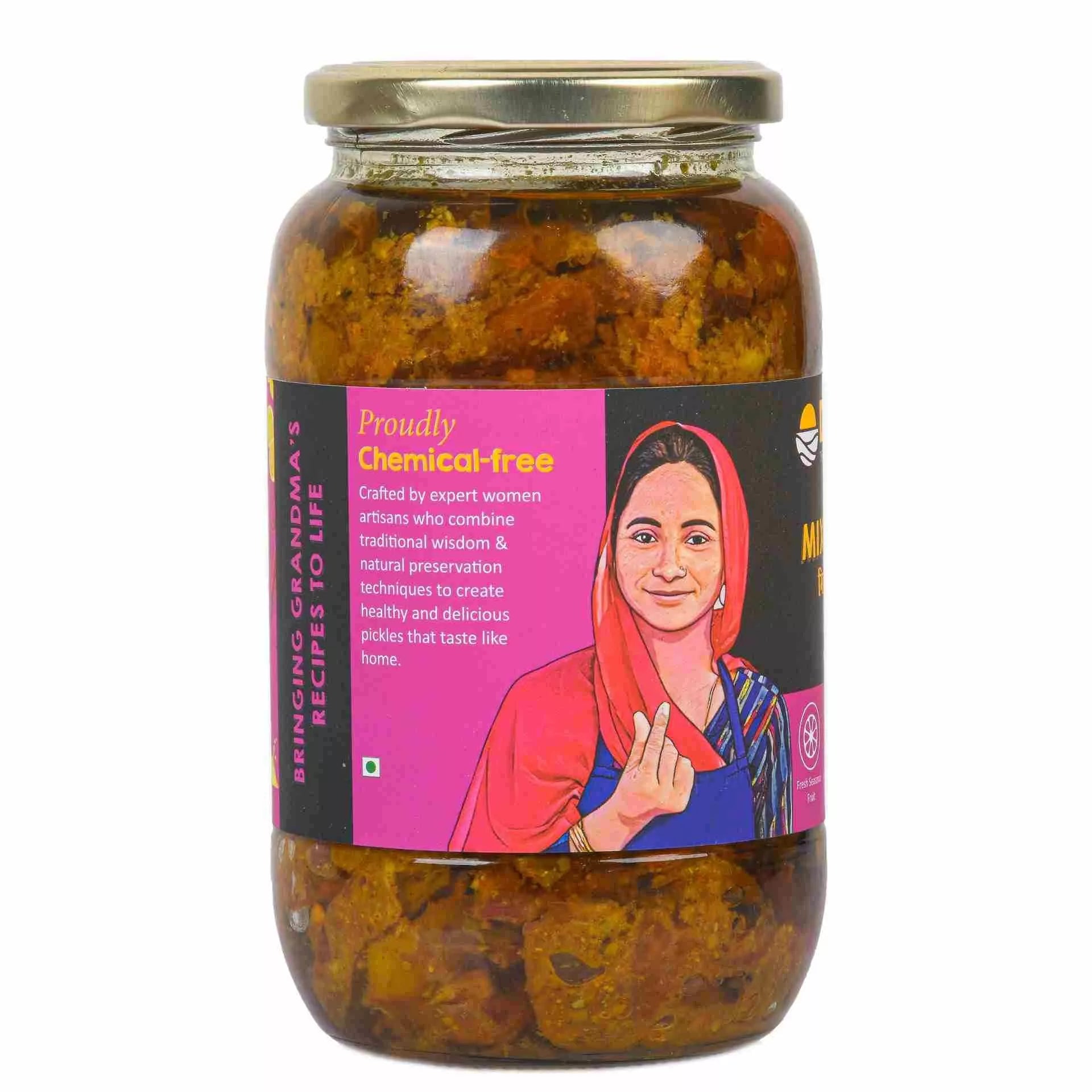 Daichi Mixed Pickle | Crafted with Love by Women Artisans | Sun Cured | Cold-Pressed Mustard Oil | In-House Spices