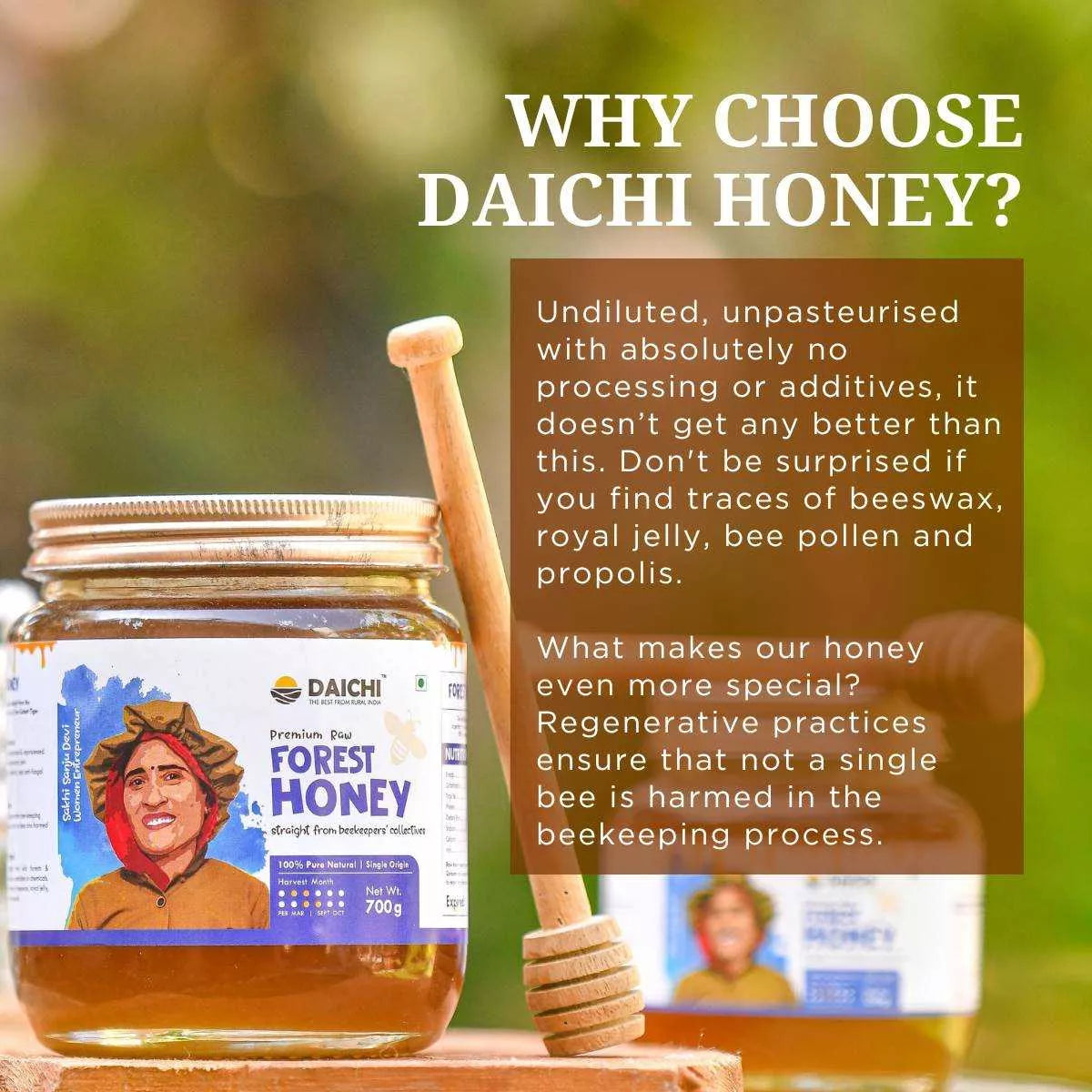 Daichi Natural Forest Honey | Glass bottle
