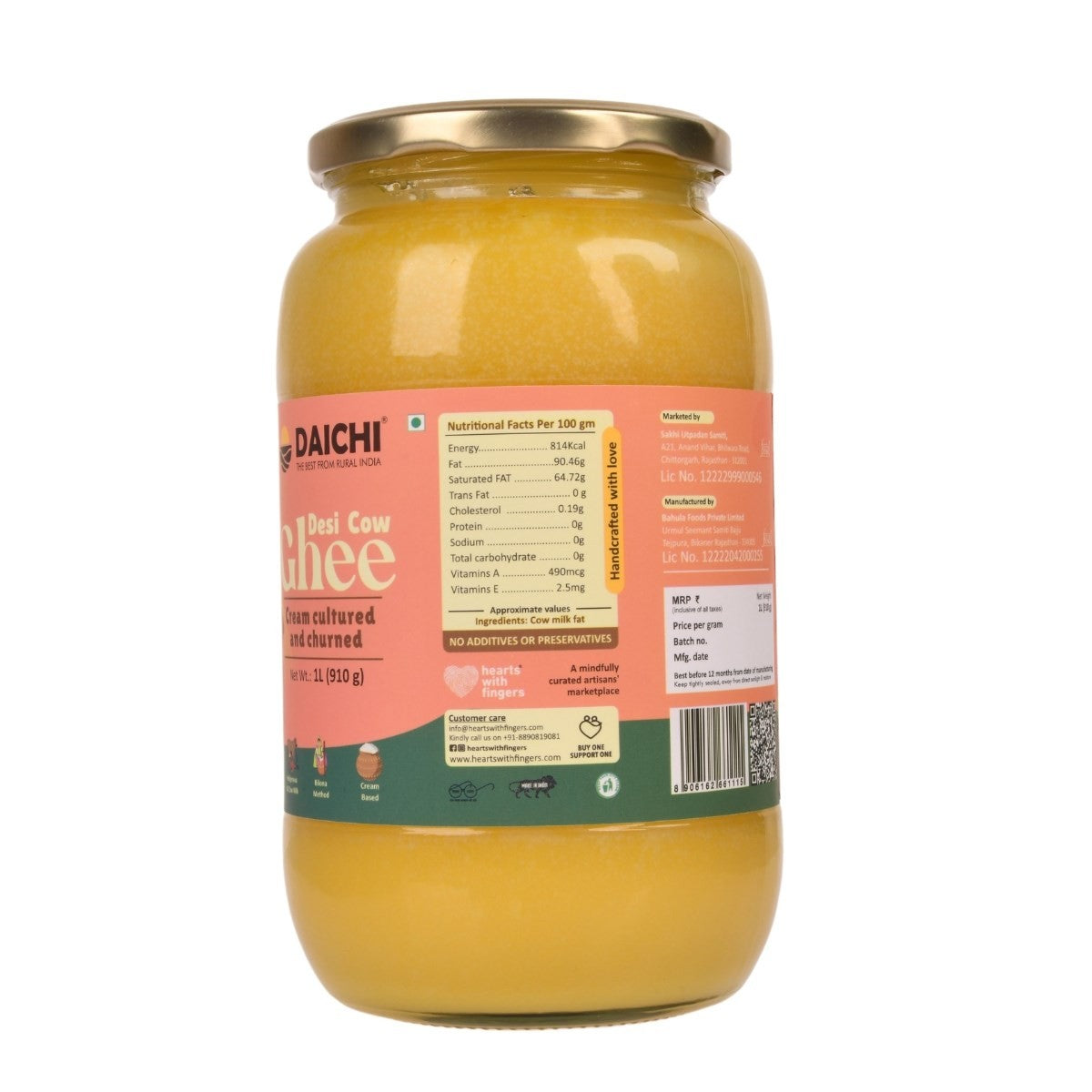 Daichi Pure A2 Desi Bilona Cow Ghee | Pure, Natural, and Healthy Cow Ghee | Handmade with Bilona Method | Daichi Ghee