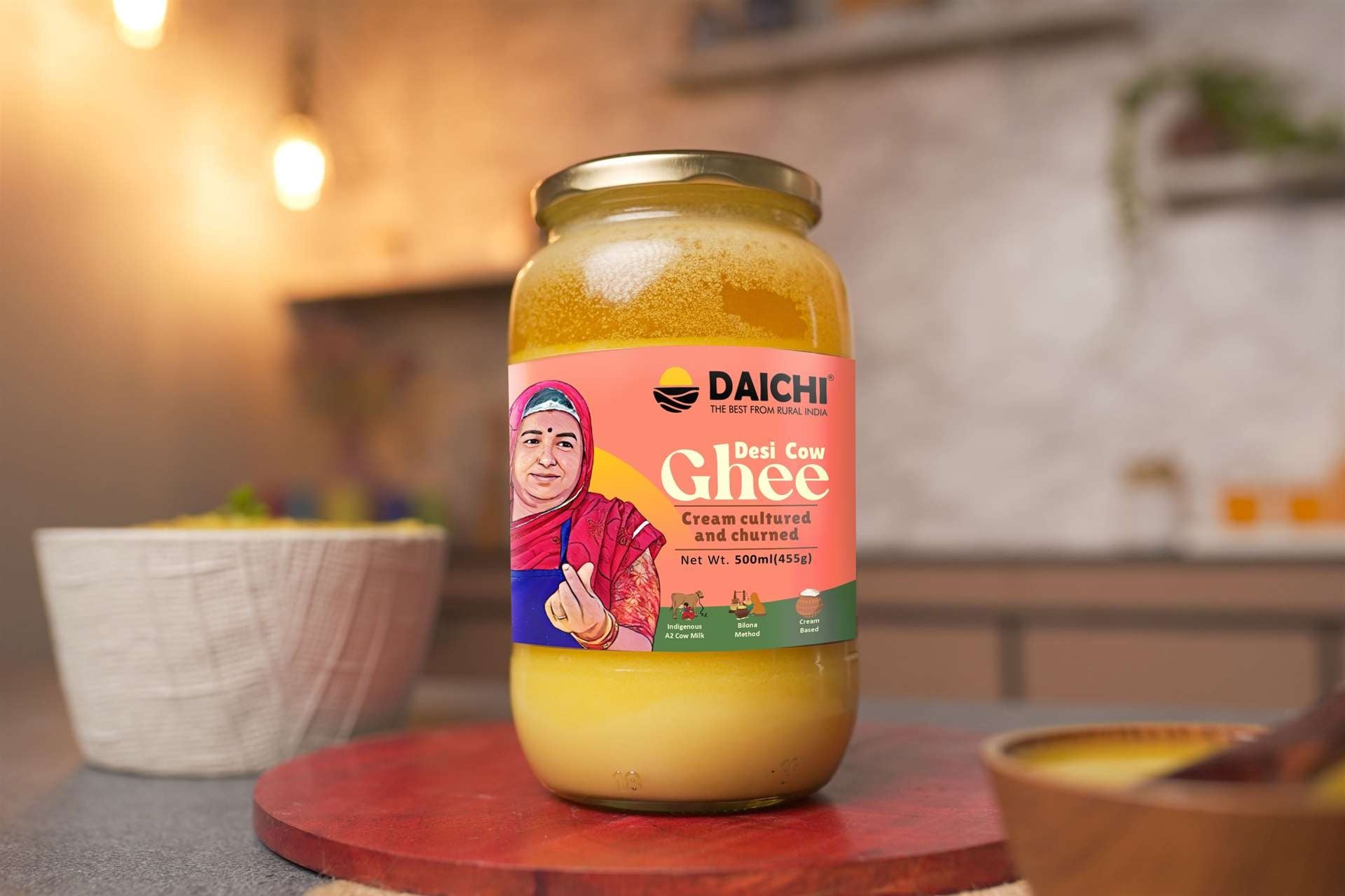 Daichi Pure A2 Desi Bilona Cow Ghee | Pure, Natural, and Healthy Cow Ghee | Handmade with Bilona Method | Daichi Ghee