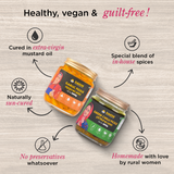 Homemade Achar Combo Saver Pack | Garlic + Green Chilli | Cured in Cold-pressed Mustard Oil | No Preservatives