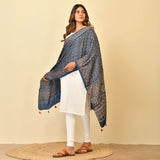 Indigo Ajrakh Handblock Stole