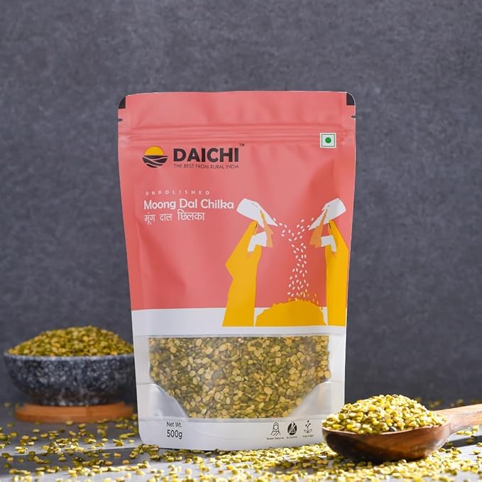 Daichi Unpolished Moong Dal Chilka | Fibre & Nutrient Rich | Single Origin | Chemical Free | Sun- Dried | Crafted by Rural Women