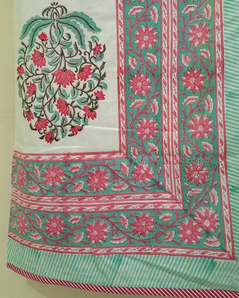 Pink and White Reversible Cotton Dohar