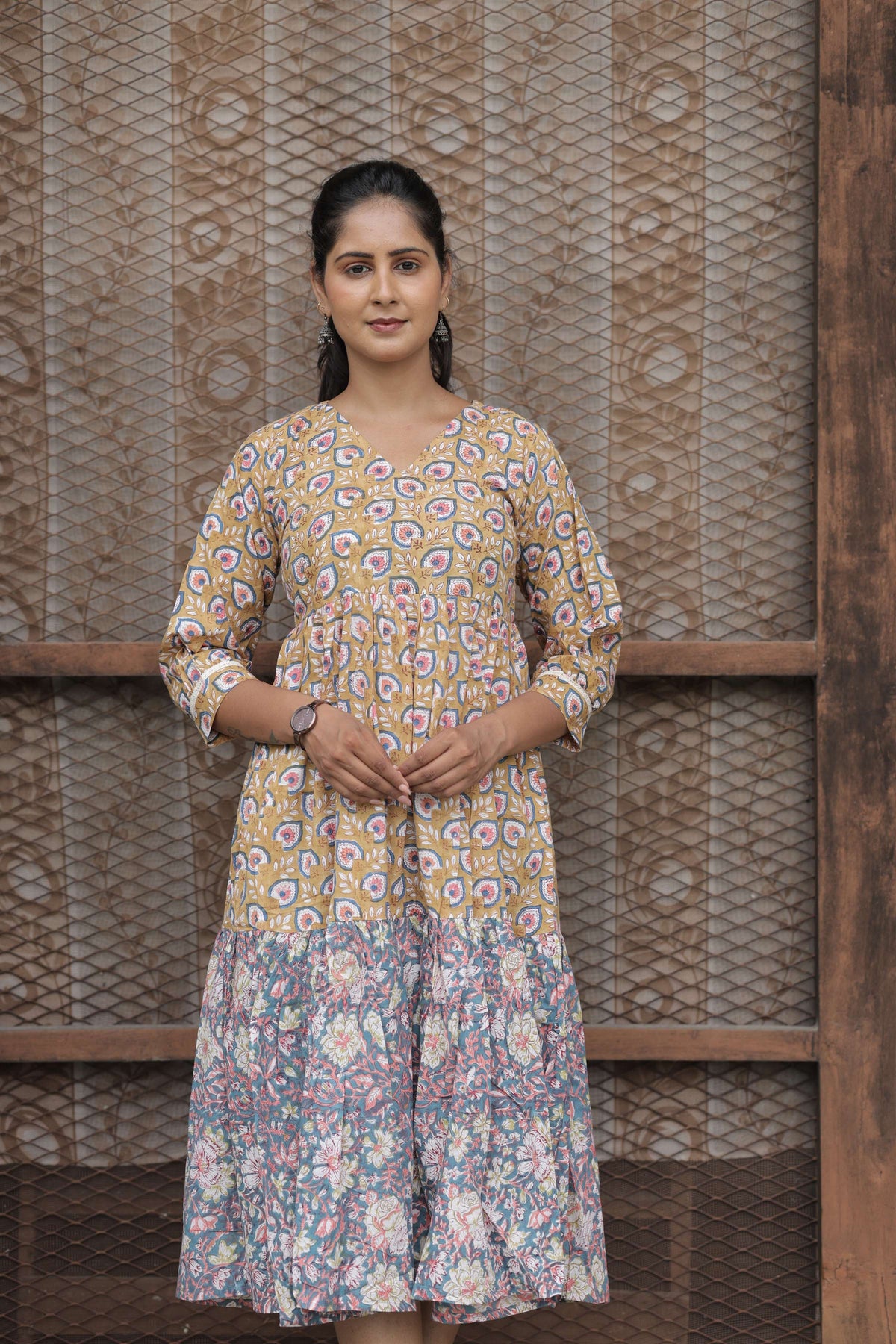 Basanti-Neel Tiered Dress