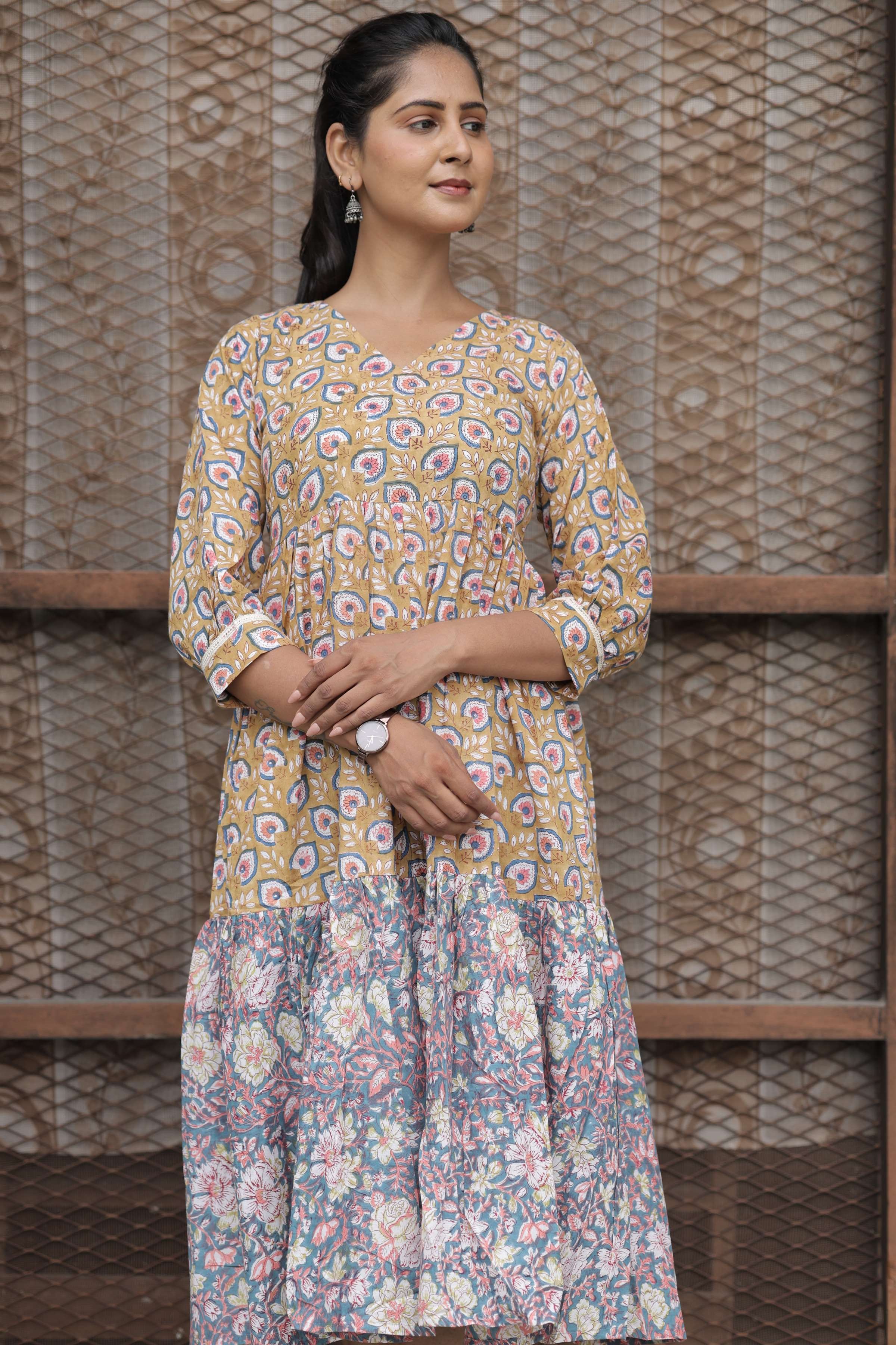 Basanti-Neel Tiered Dress